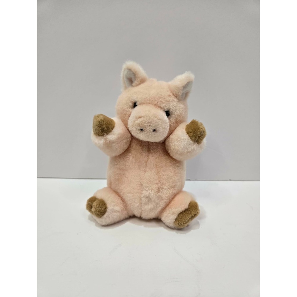 Vintage 1989 Gund Barnyard Buddies Pig Plush Pink Tan Stuffed Animal 9003 Rare
